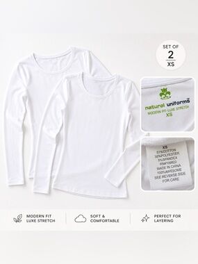 White natural uniforms white modern fit luxe stretch scrub tshirts
